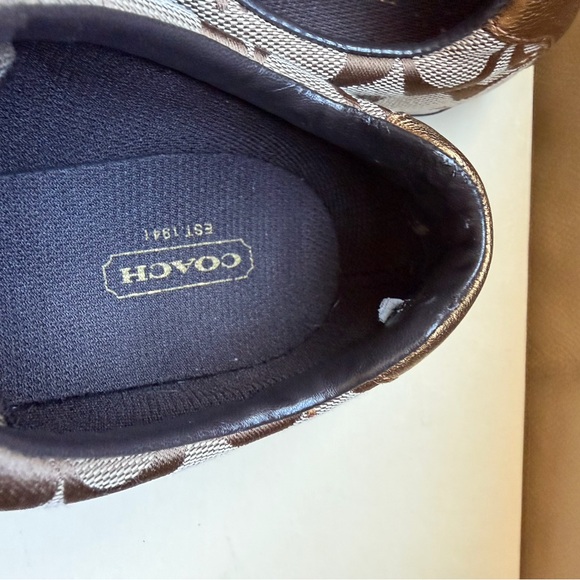 Coach Jayme Brown and Gold Logo Sneakers 7.5M - Picture 6 of 7